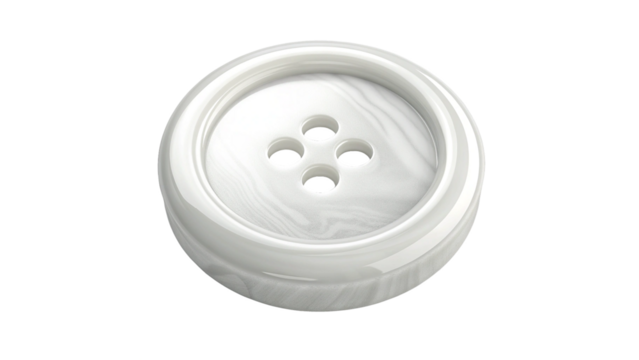 Plastic white button isolated on a transparent background
