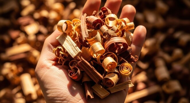 Handful of wood shavings and splinters