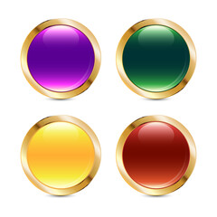Abstract colorful buttons set. For web design, games and infographics. Vector illustration