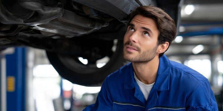 Car maintenance inspection auto repair shop image of mechanic professional environment close-up view