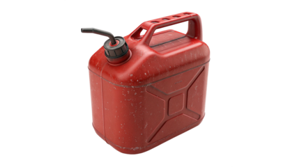 Red plastic gas can isolated on a transparent background