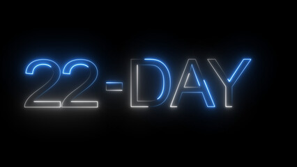 22-day calendar date icon illustration. on a black background and creating a stunning 4k illustration.