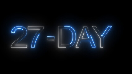 27-day calendar date icon illustration. on a black background and creating a stunning 4k illustration.