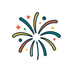 Flat vector illustration of firework burst with curved lines rounded shapes clean outline