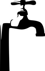 Water tap vector black and white. Isolated background