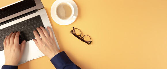 Flat Lay Workspace with Coffee