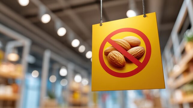 Hanging sign indicating nut free zone - Powered by Adobe