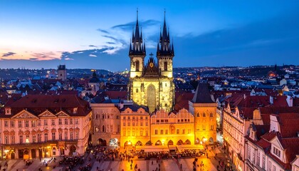 Obraz premium Prague Old Town Square at Night.