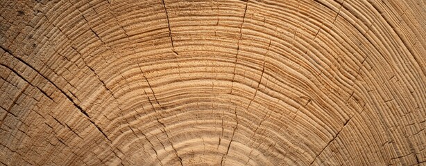 Fototapeta premium The tree stump cross section showing detailed growth rings and natural wood texture