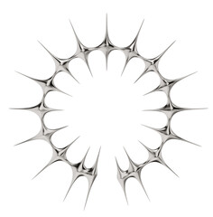 isolated futuristic spike structure. chrome metallic ring representing a digital barrier or hostile entity.