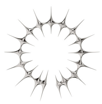 isolated futuristic spike structure. chrome metallic ring representing a digital barrier or hostile entity.