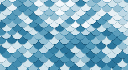 Modern abstract pattern of light and dark blue scallop shapes, creating a beautiful and versatile background for design.