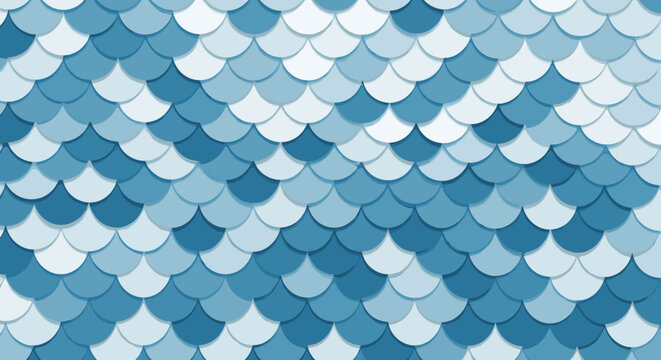Modern abstract pattern of light and dark blue scallop shapes, creating a beautiful and versatile background for design.