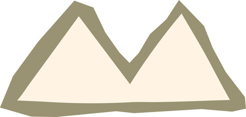 Geometric twin mountain or triangle pyramid shape beige and sage green boho landscape element