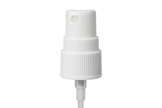 White plastic spray nozzle atomizer dispenser on transparent background