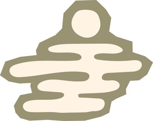 Geometric abstract steps or water reflection lines beige and sage green boho element