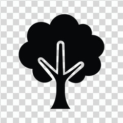 Obraz premium Simple black silhouette icon of a deciduous tree with a full, rounded canopy and a thick trunk