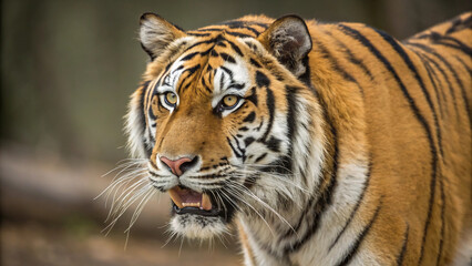 Fototapeta premium Close-Up Portrait of Majestic Tiger Face in Forest