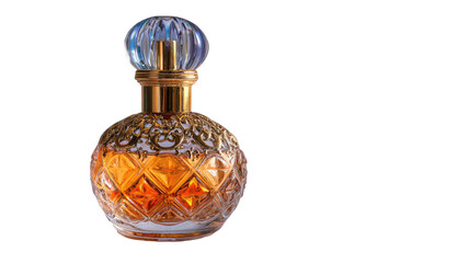 Perfume bottle showcasing elegant fragrance with rich scent and refined aromatic tones presented in luxurious stylish composition on white background
