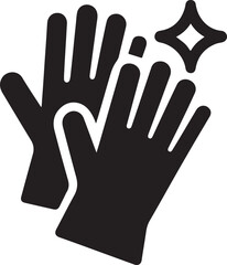 Obraz premium Bold cleaning gloves silhouette icon ideal for hygiene, protection, washing, and household cleaning graphics.