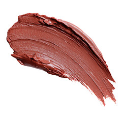 Creamy red-brown lipstick smudge with rich texture, perfect for beauty product branding, advertising, and editorial use.