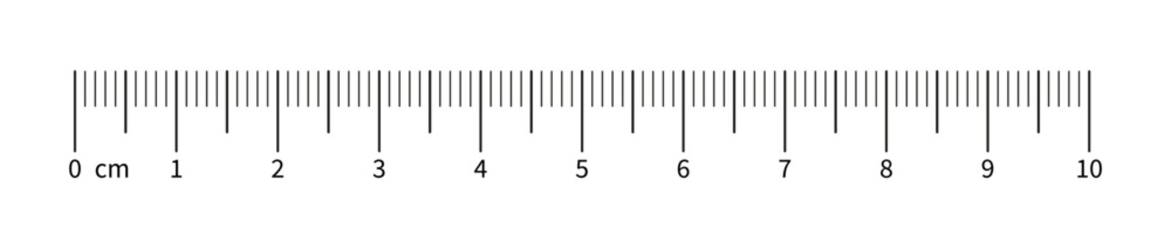 Measuring chart with 100 mm , with numbers. Ruler scale 10 centimeters. Length measurement math, height, distance. Ruler scale, sewing tool template.