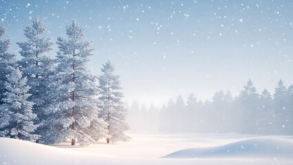 Fototapeta premium eautiful Panoramic Winter Scene of Snow-Covered Woods