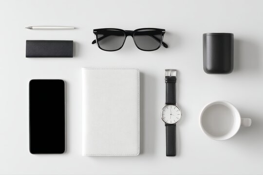 flat lay of stylish accessories and gadgets arranged aesthetically, perfect for Instagram and branding visuals
