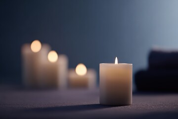 meditation scene with candles and soft lighting, calming atmosphere