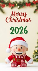 Christmas greeting with happy character and festive decorations design