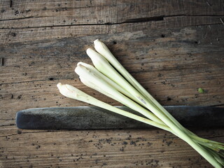 lemongrass fresh on old wood table relax and aroma