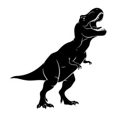 Silhouette of a tyrannosaurus rex with open mouth on a white background