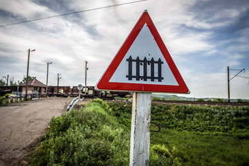 Fototapeta premium Sign in area of frontline positions of pro-russian separatists in Sloviansk during Russo-Ukrainian War in Donbas, Ukraine