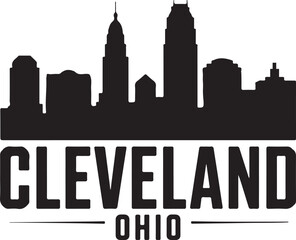 Fototapeta premium Cleveland Ohio Skyline Silhouette – Minimalist Black Vector Cityscape