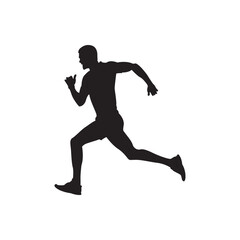 Runner silhouette icon. Solid running silhouette for fitness, jogging, sport and lifestyle designs. High-res vector with transparent background.