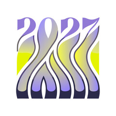 Abstract 2027 Year Number With Wavy Shapes wave