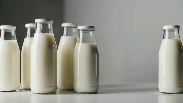 Fresh Milk in Glass Bottles: Nutritious Dairy Product for Healthy Lifestyle, Breakfast Food Photography, Isolated on White