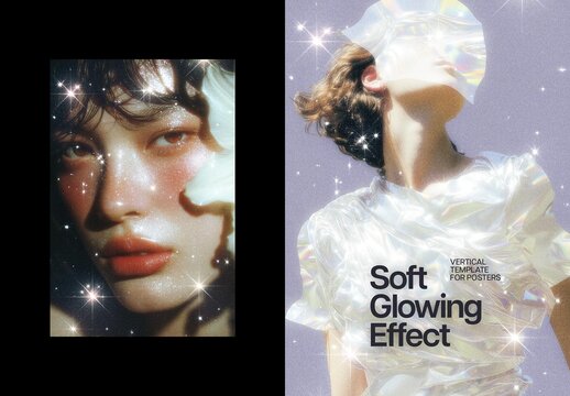 Stars Soft Glowing Poster Photo Effect Mockup