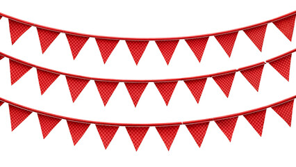 Fototapeta premium Red Triangle Party Bunting Garlands Isolated on Transparent Background
