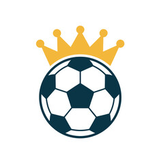 A soccer ball adorned with a royal crown symbolizes the king of the sport.