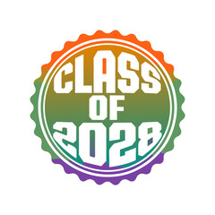 Circular vintage badge class of 2028 white text graduation