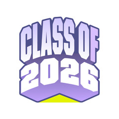 Class of 2026 bold varsity lettering with gradient