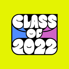 Class of 2022 bold white lettering blue pink background