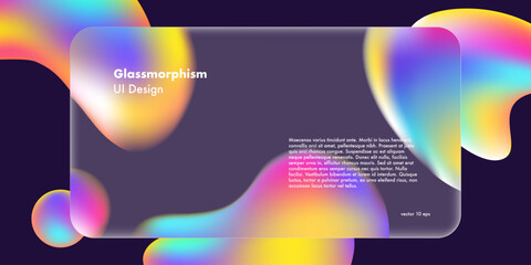 Abstract glassmorphism banner featuring smooth transparent overlay, colorful soft gradients and rounded shapes for contemporary UI, website and graphic projects