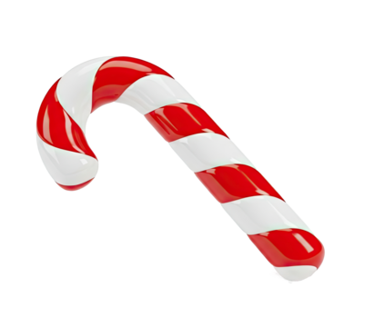 A red and white striped candy cane on a png transparent. - Powered by Adobe