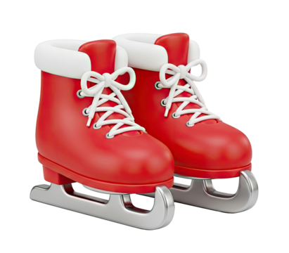 Two red ice skates on a png transparent.
