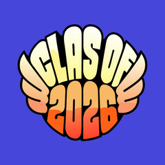 Class of 2026 winged emblem graphic graduation wings
