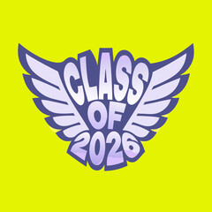 Class of 2026 winged emblem vector graphic graduation