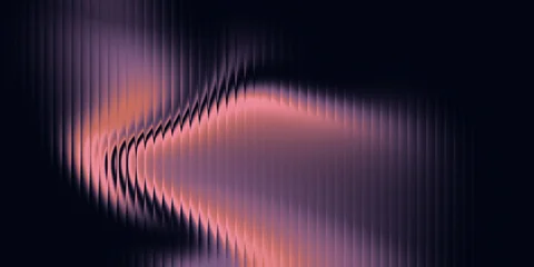 Wandcirkels Fractale golven Abstract Light Waves With Pink And Orange Glow In Dark Modern Digital Art  © Nusrat