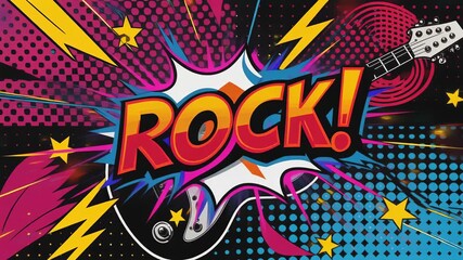 electric guitar in vibrant pop art comic style. 4k. - Powered by Adobe